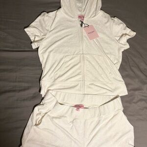Juicy Couture White Hoodie/Shorts Set